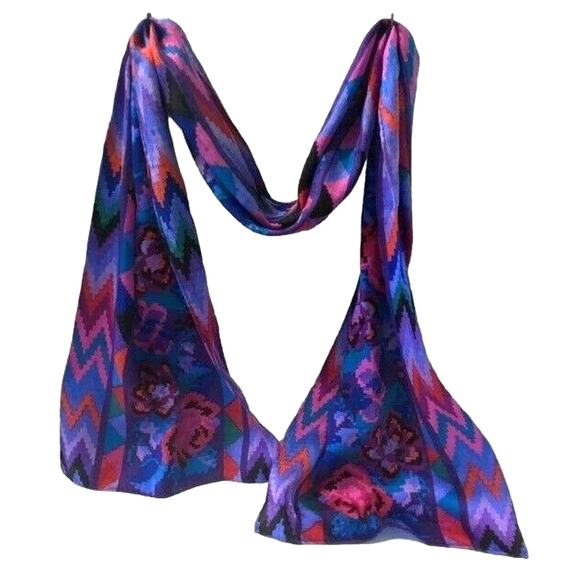 Bold Scarf Digital Print Floral Geometric Dark Fairy Goddess Chic Classy Edgy - Picture 1 of 5